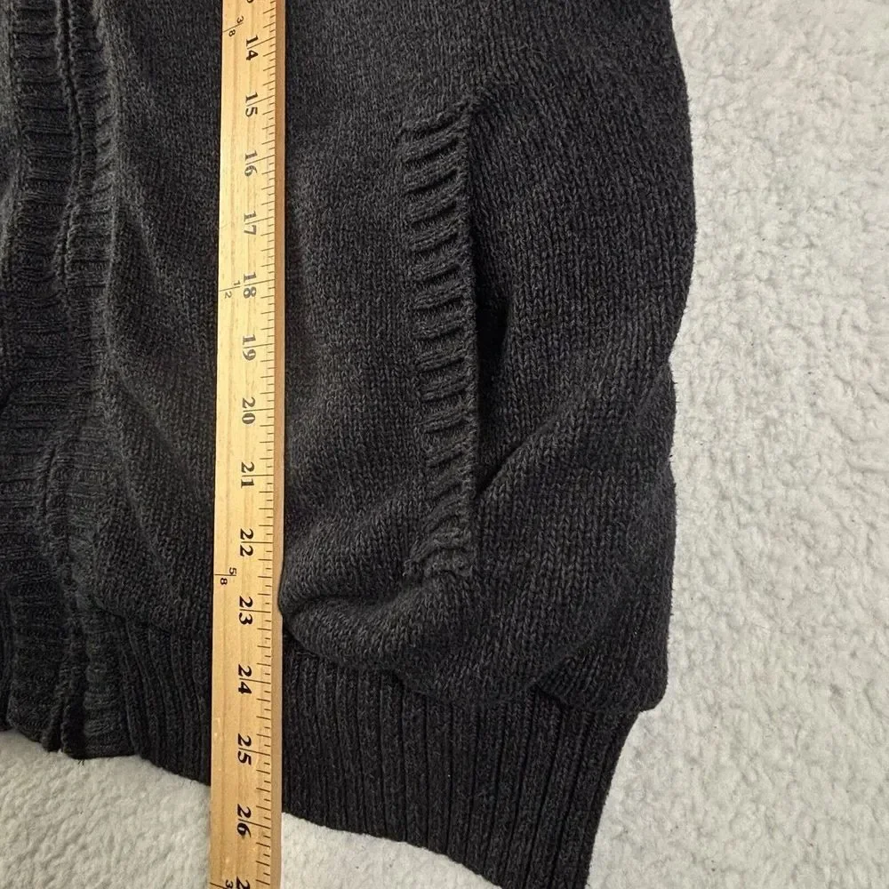 Vintage BOSTON TRADERS 100% Pure Wool Sweater Blue Sz L‎ Cable Chunky Full Zip